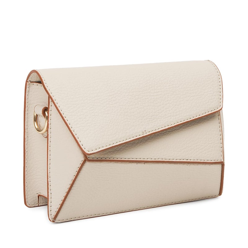KLEIO Vegan Bold Geometric Clutch Sling Bag for Women/Girls - Cream - Image 3